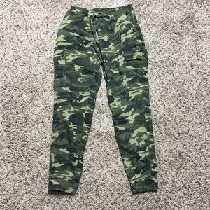 Jogger camo pants. They are Almost Famous brand.